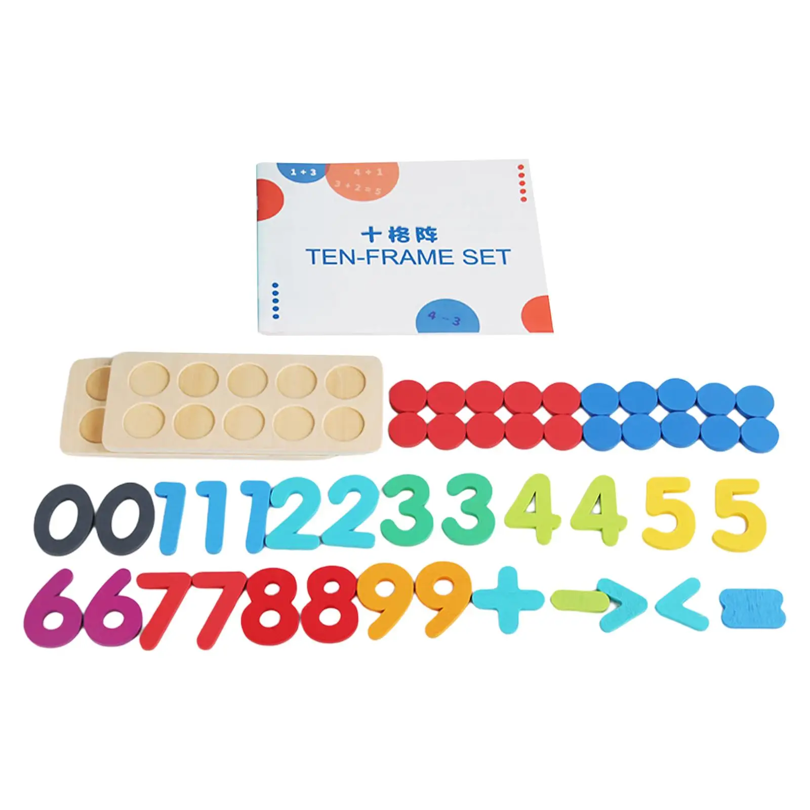 Math Manipulatives Kits Wooden Ten Frame Set for Home Kindergarten Children