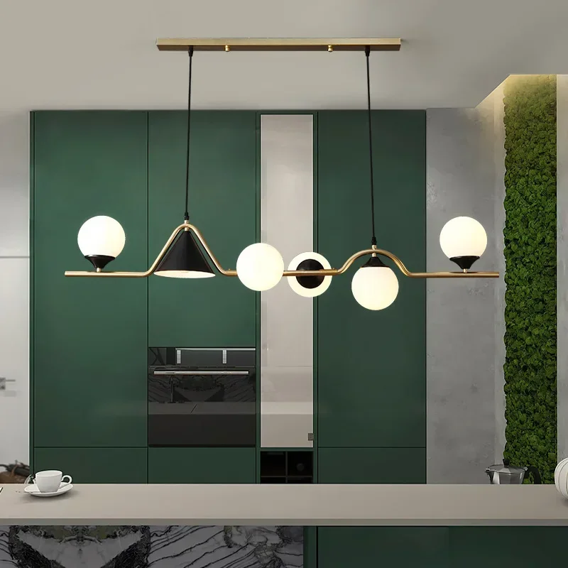 

Modern Glass Ball Led Chandelier for Kitchen Dining Tables Desks Room Pendant Lamp Fixture Home Decor Interior Lighting