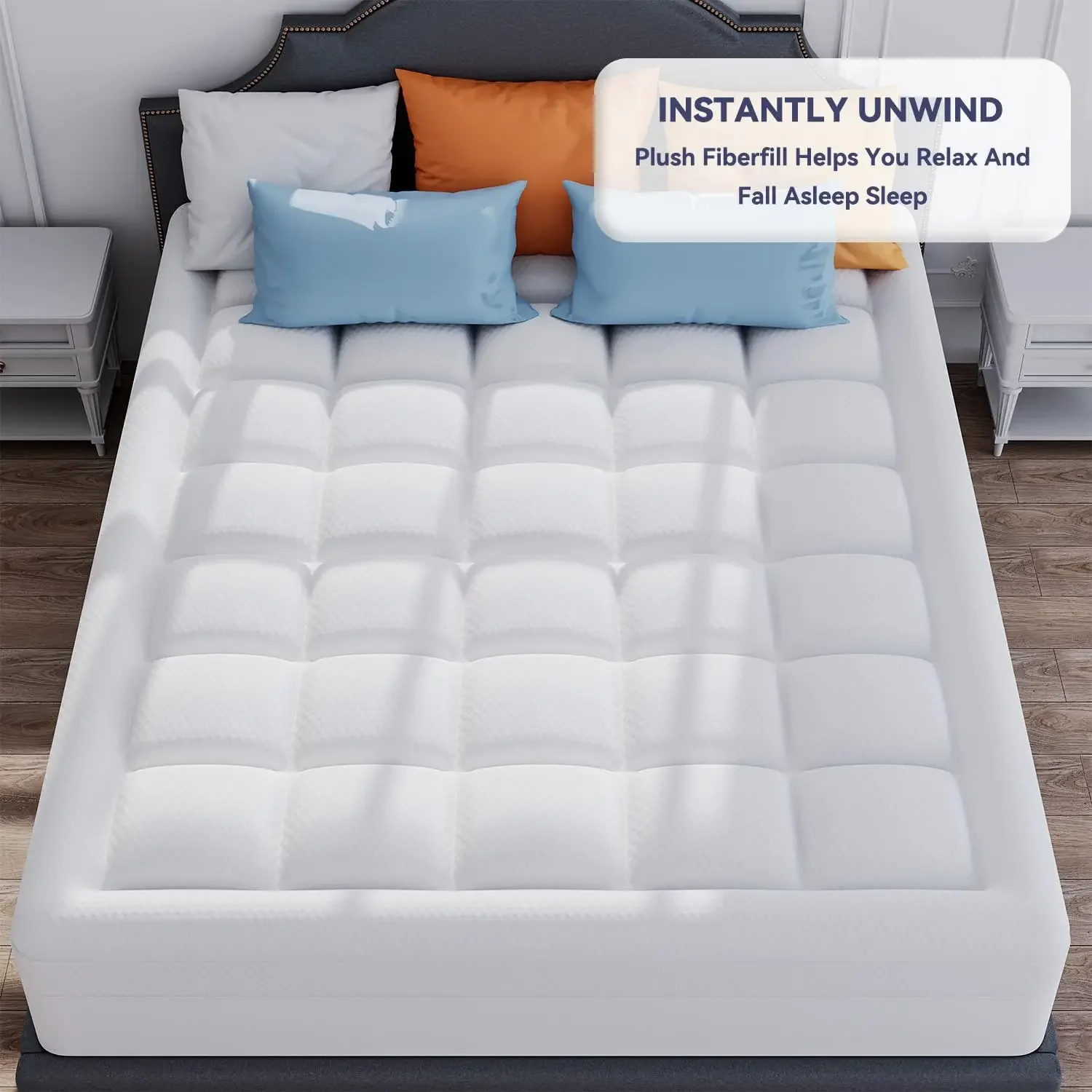 ELEMUSE Dual Layer 3 Inch Memory Foam Mattress Topper Queen Size, 2 Inch Cooling Gel Memory Foam Plus 1 Inch Down Alternativ 5