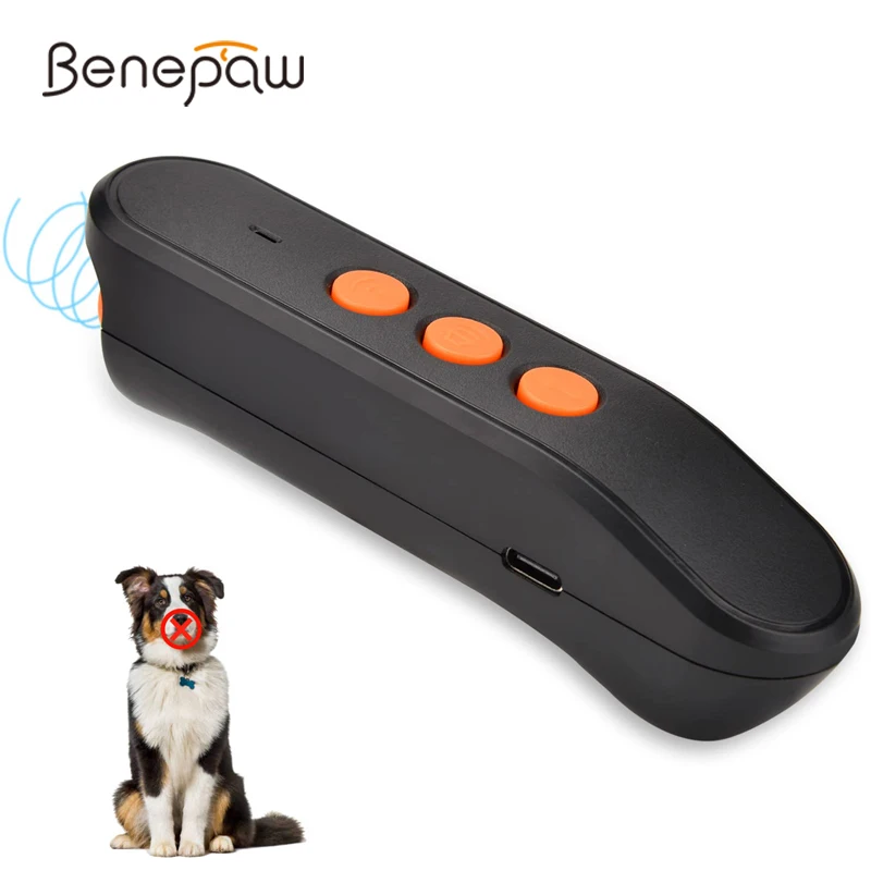 

Ультразвуковой Отпугиватель собак Benepaw, светодиодный фонарик, тренировочное устройство для контроля коры, перезаряжаемое устройство для лай собак