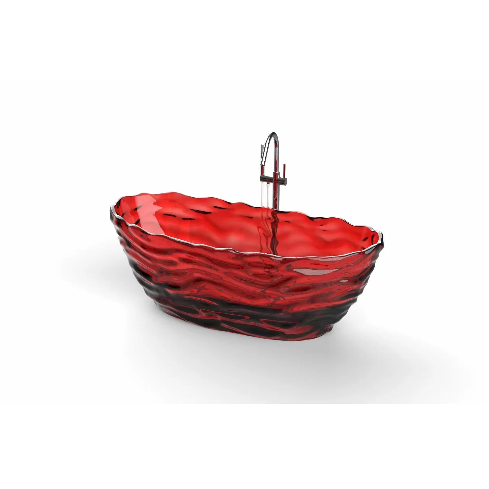 1750x785x640mm Oval Resin Ripple Bathtub Freestanding Floor Mounted Burgundy Tansparent Tub BV001-1