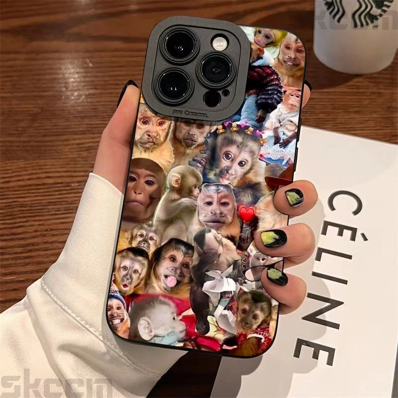 Quirky Monkey Pattern Matte Shockproof Phone Case