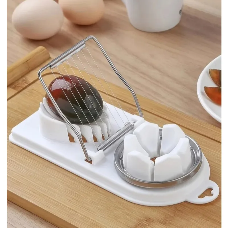 2 in 1 Multifunctional Egg Slicer Stainless Steel Egg Cutter Sectioner Mold Flower-Shape Luncheon Meat Cutter