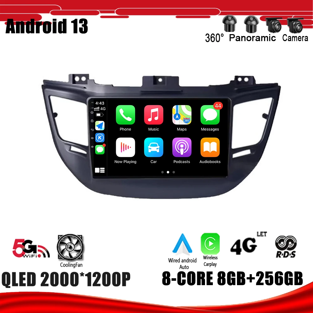 

For Hyundai Tucson IX35 3 2015 2016 2017 2018 Navigation GPS DSP Carplay WIFI Android 13 Car Radio Multimedia Player
