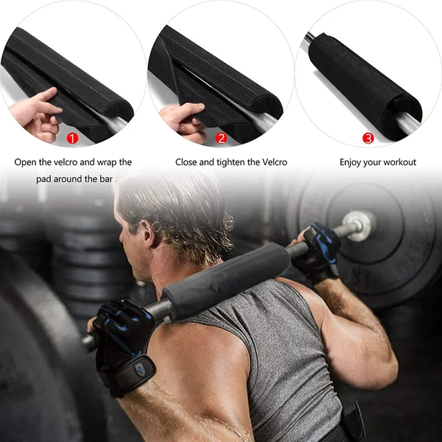 Barbell Squat Pads for Weight Lifting Neck & Shoulder Protector Pad with Securing Straps Lunges & Hip Thrusts Foam Barbell Pad 2