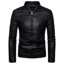 

The New Spring and Autumn 2022 Men's Korean Version Slim-Fitting Stand-Up PU Leather Jacket