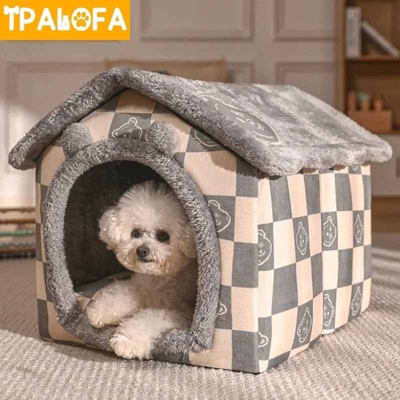 

Soft Dog House Deep Sleep House Dog Cat Winter House Removable Cushion Enclosed Pet Tent For Kittens Puppy Pets Dogs Accessories