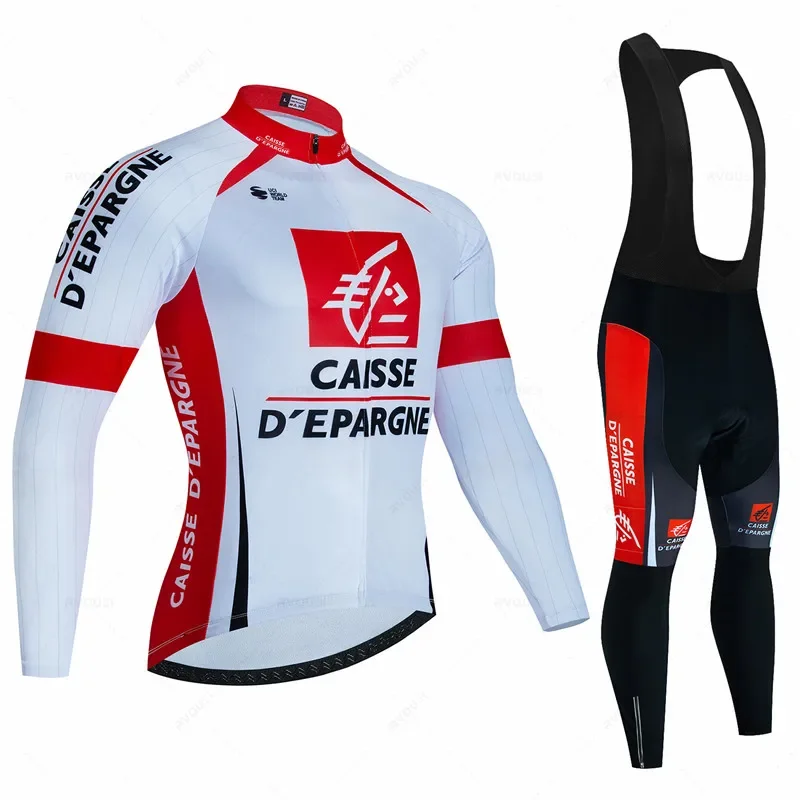 Caisse Men's Long-sleeved Spring and Autumn Cycling Clothing Shirts Comfortable Breathable Anti-UV Bicycle Jersey Set