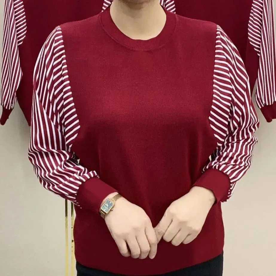 

Fashion Women Clothing Striped Sweater Spring Autumn New Korean Versatile Casual Bat Long Sleeve Loose Knitted Pullovers Tops
