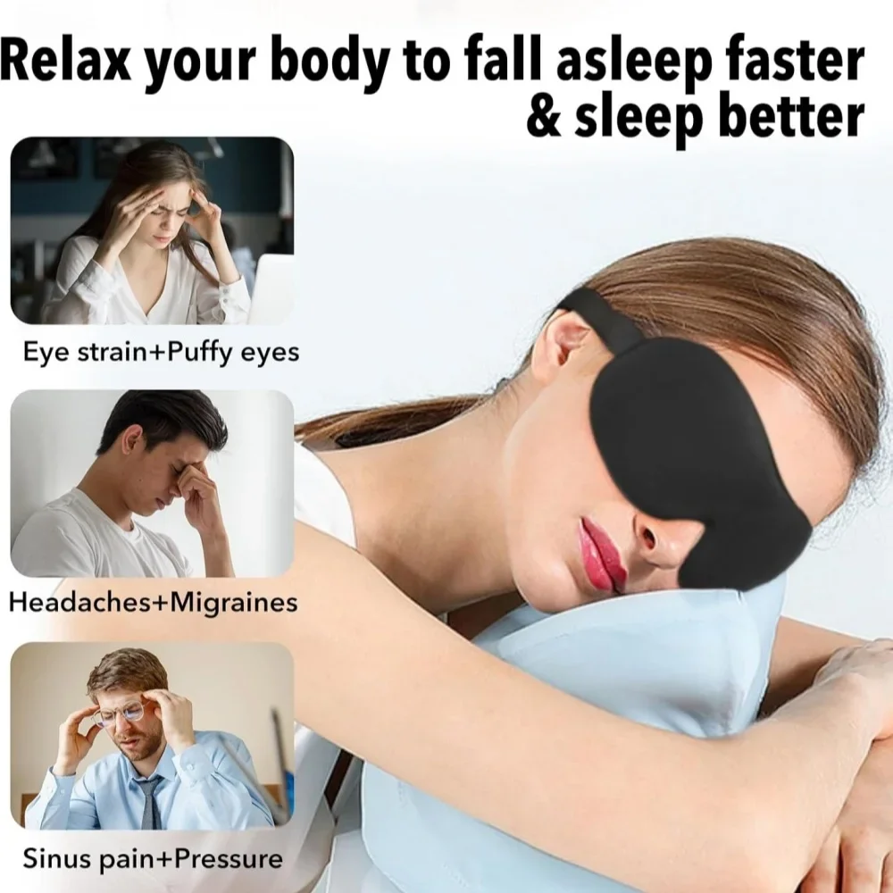 Premium 3D Memory Foam Sleep Mask - Ultra-Soft Light Blocking Eye Cover