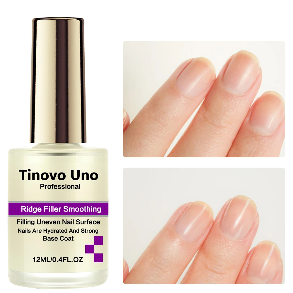 Tinovo Uno Ridge Filler Smooth Base Coat Keratin Nail Strengthener Imperfections Concealer 12ML Manicure Repair Damaged Nails