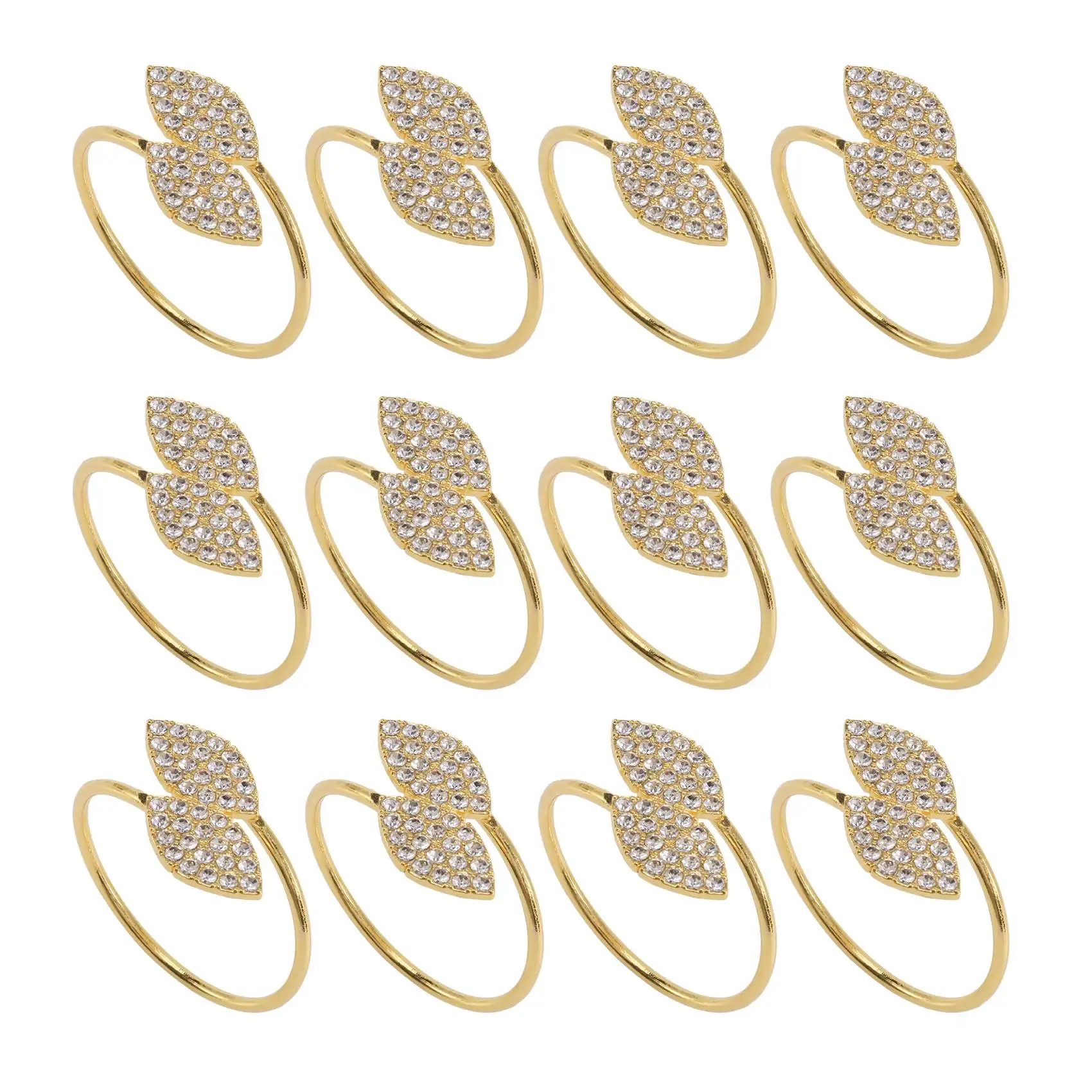 

Napkin Ring 12 Pcs Metal Napkin Rings Holder for Wedding Party Dinner Table Decoration (Leaf-Gold)