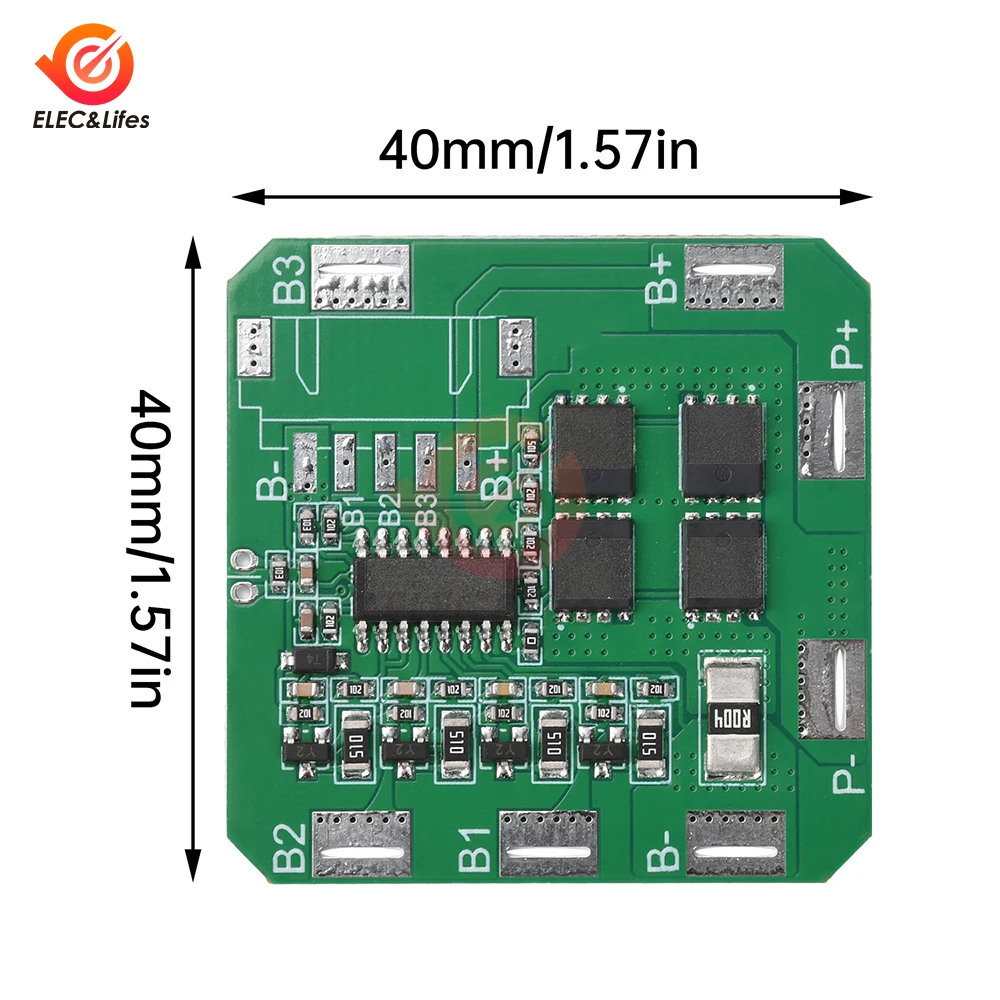 Scheda di Protezione Batteria BMS 4S 16A con Bilanciamento Passivo, Protezione da Sovraccarico e Scarica Eccessiva per Batterie Li-ion Polimero 4S 3.7V - immagine 6