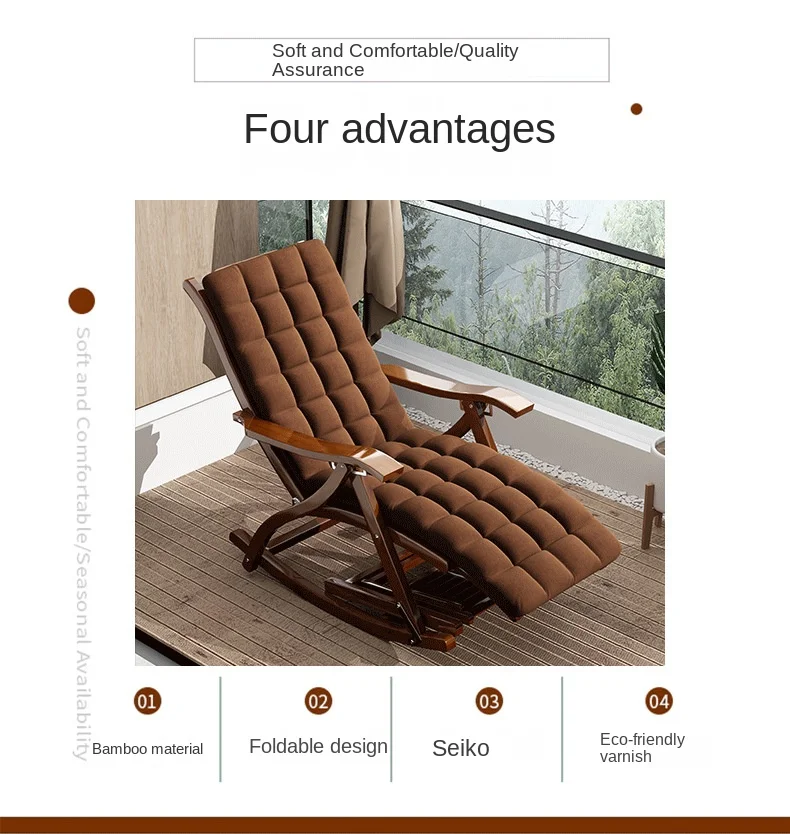 Description Picture 4 of itemFolding Rocking Chair Lazy Lunch Break Balcony Lazy Leisure Nap Bamboo Easy Chair For Home Use Sillon Plegable Katlanabilir
