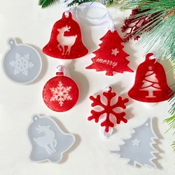 New Year Resin Molds For DIY Pendant Jewelry Small Bell Christmas Tree Elk Silicone Mold Crystal Epoxy Resin Mold Craft Supplies