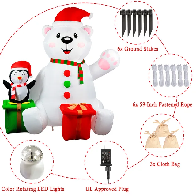 6FT Christmas Polar Bear Inflatable 3