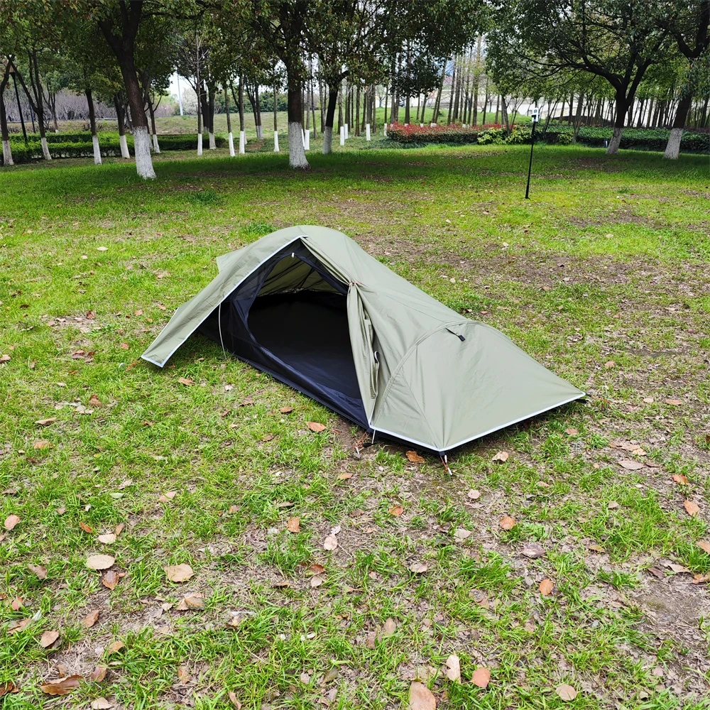 Camping Tent Backpacking 1 Person Ultralight Aluminum Pole Stormproof Suitable for Four Seasons Single Person