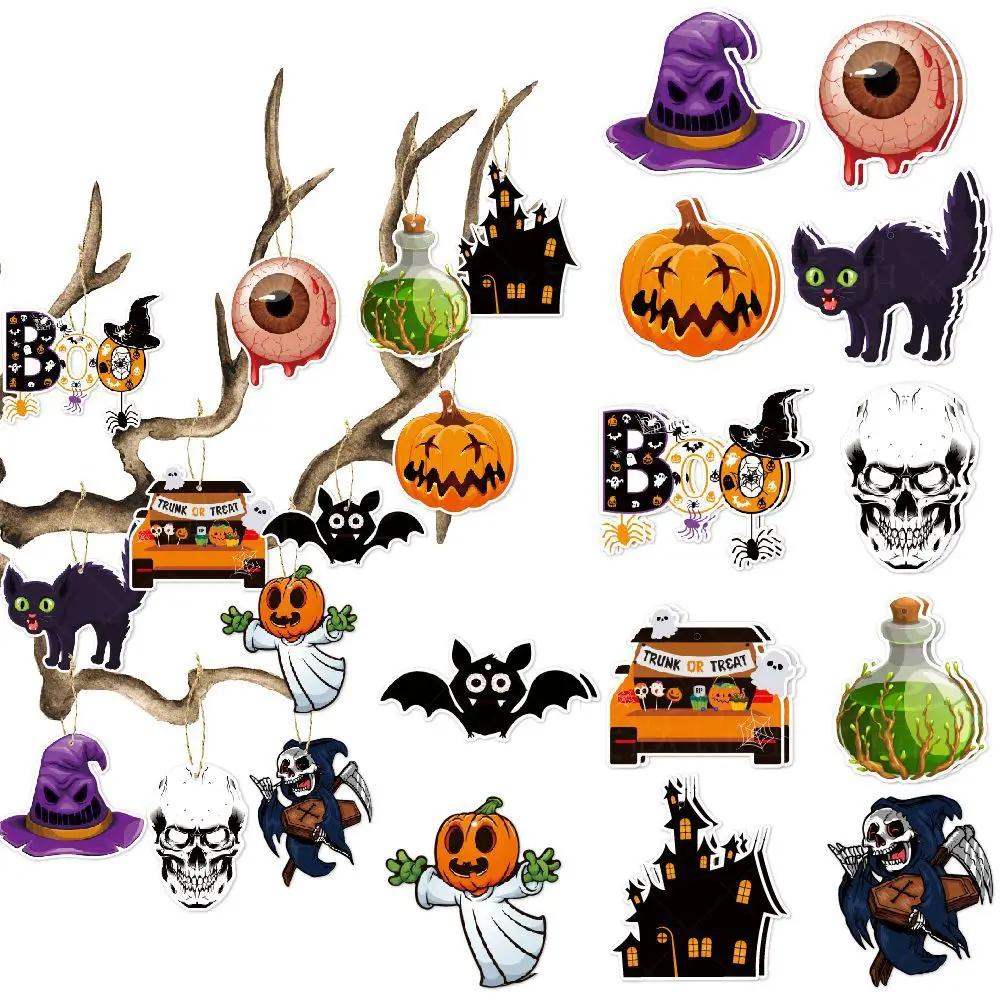 

2023 Halloween Decoration Pendant Skull Head Pumpkin Bat Small Hanging Tag Ghost Festival Party Decoration Halloween Home Decor