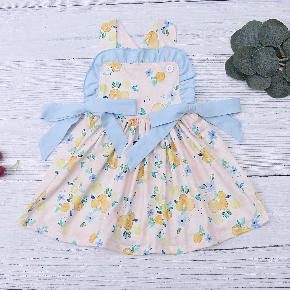 

Yellow lemon print Kids Clothes Girls For 1 7 Yrs Baby Summer Dress Embroidery Sunflower Kids Clothes Children Clothes Girl 2023