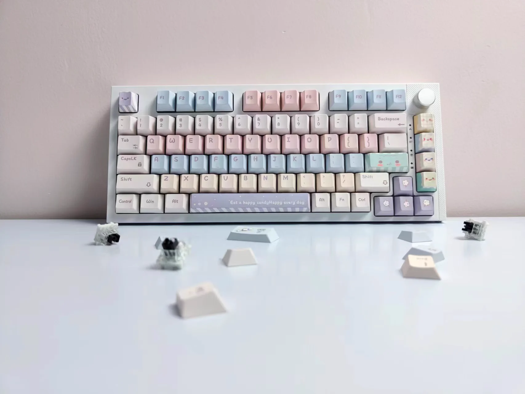 Cherry Shape Keycaps para Teclado Mecânico Candy Keycaps Colorido Bonito Personalizado Pbt Sublimação Dye Moa mx 130 Chaves - Imagem 2