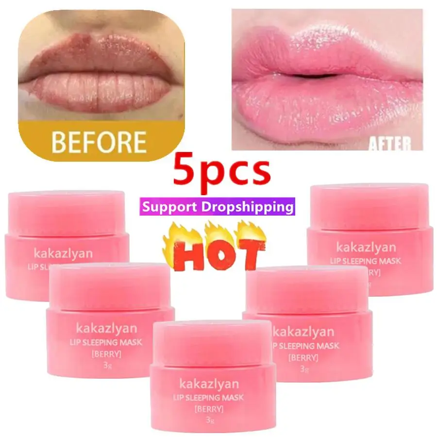 

5X 3g South Korea Lip Sleep Mask Night Sleep Maintenance Moisturizing Lip Gloss Bleach Cream Nourishing Lip Care Lip Balm