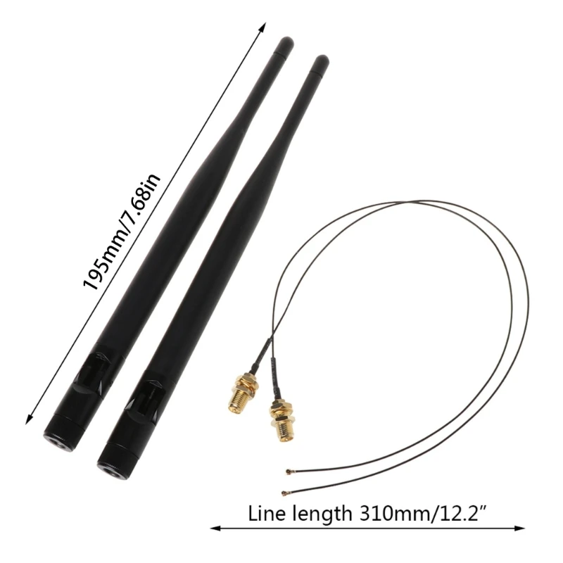 GERUI Lot De 4 Antennes Wi-Fi 2,4 GHz 5,8 GHz 3 DBi RP-SMA Et