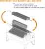 Charcoal Grill Rotisserie Kit with 3 Stainless Steel Rotating Baskets and 24 In Grill Grate, Auto Swivel BBQ Roasting Machine fo 3