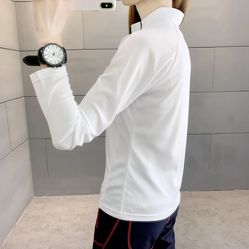 여성용 기본 탑 긴팔 아이스 실크 티셔츠, 빠른 건조, 신축성, 통기성, 야외 피트니스, 러닝, 느슨한 남성 티