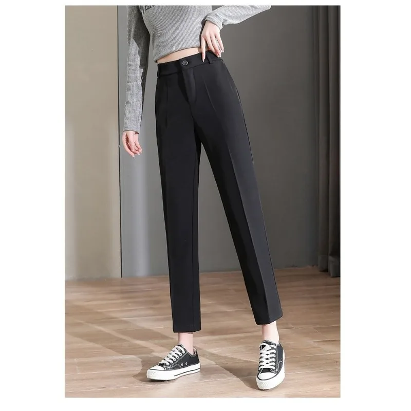 New Women High Waist Suit Pants Pencil Pants Solid Buttons Minimalist Trouser Office Ladies Spring Summer Women Clothing