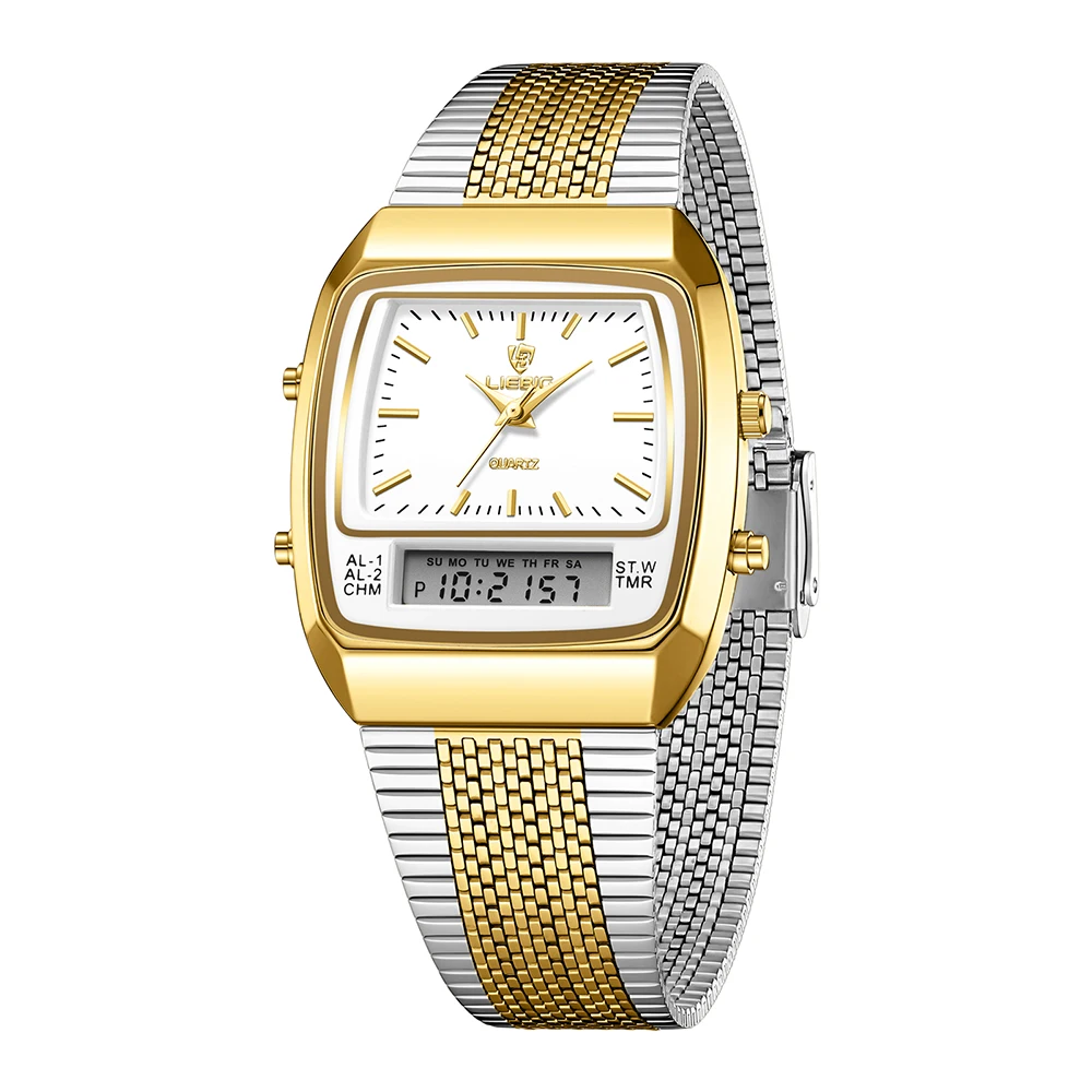 LIEBIG ساعات كوارتز رقمية فاخرة للرجال والنساء موض...