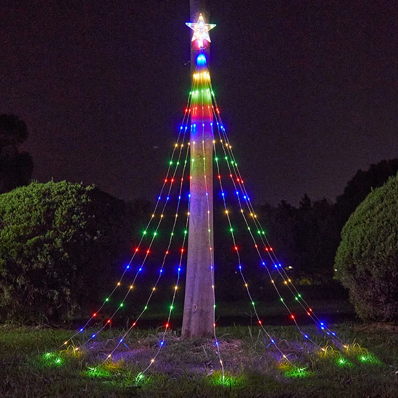 2025 Christmas Lights LED Outdoor Solar 198 288LED 8 Modes Waterproof Star Fairy Lights for Garden Wedding Decor