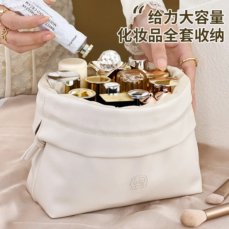 Women's Portable Travel Wash Bag Female PU Leather Waterproof Makeup Storage Pouch Drawstring Cosmetic Organizer Beauty Case 5