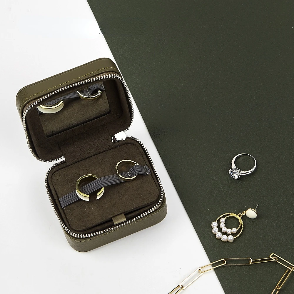 

Hot Selling Portable Mini PU Leather Water Proof Jewelry Bag Ring Box Earrings Storage Box Packaging Earring Holder Gifts Box