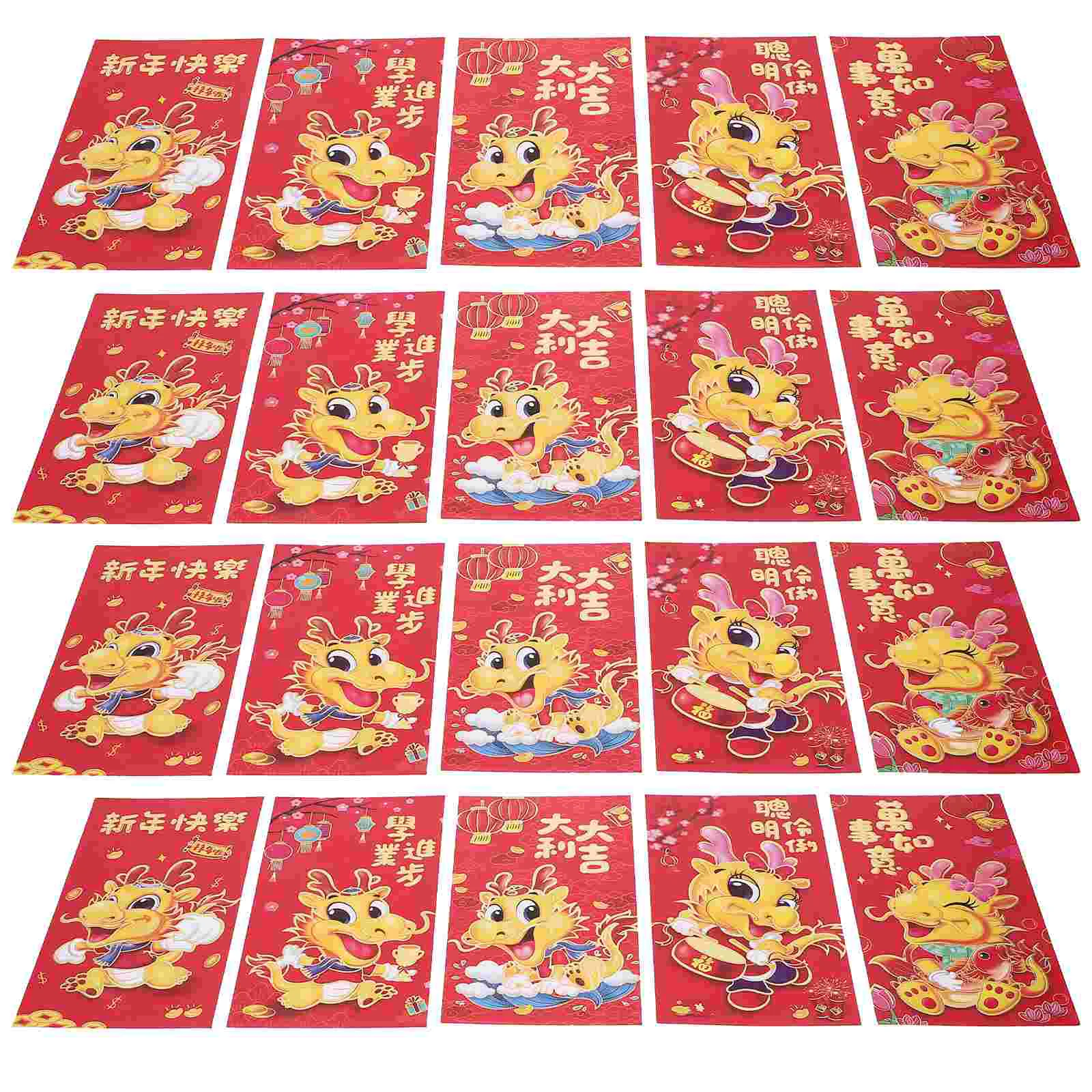 

Красные конверты HongBao в китайском стиле, новогодние пакеты для денег, сумки для денег, красные конверты с карманами (смешанный стиль)
