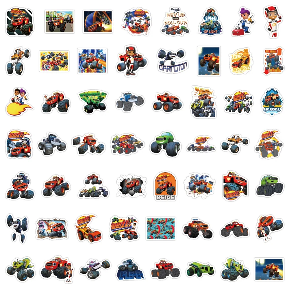 55PCS Monster Truck Blaze Stickers for Scrapbooking and DIY Projects