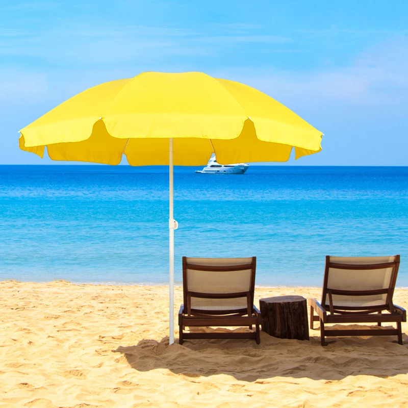 야외 휴대용 폴드 옐로우, 맞춤형 디자인, 대형 파라솔, 파티오 수영장, 해변용 태양 우산 