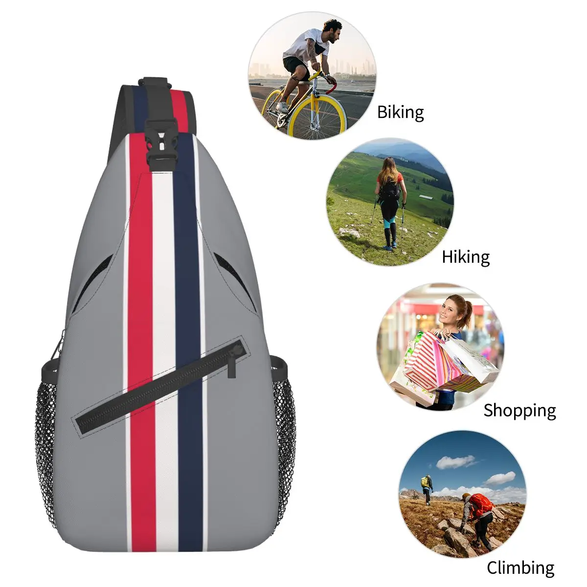 Thom-Stripes Red White Navy TB Sling Chest Bags Crossbody Shoulder Backpack Outdoor Sports Daypacks Fashion Bag 6