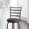 3-Pack Indoor Adjustable 24" or 29" Bronze Ladder Back Swivel Barstool, Espresso Vegan Leather Seat 2