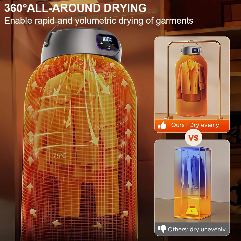 Portable Clothes Dryer Remote Control Multifunctional Dryer Electric Foldable Quicky Drying Laundry Dryer For Travel 3