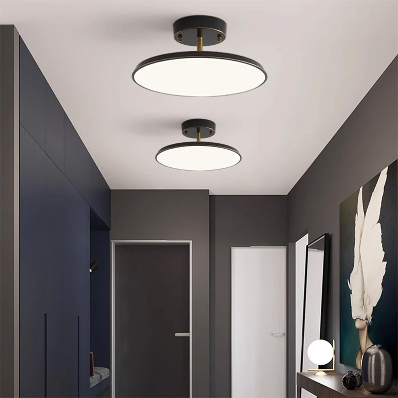 Modern LED Ceiling Light Minimalist Black Gold Rotatable Copper Lamps For Bedroom Living Room Entrance Hall Hallway Illumination