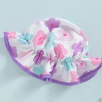 Summer Toddler Baby Girl Rash Guard Swimsuits Infant Floral Beachwear Zipper Swimwear + Sun Hat Set Kids Bathing Suits Biquini 4