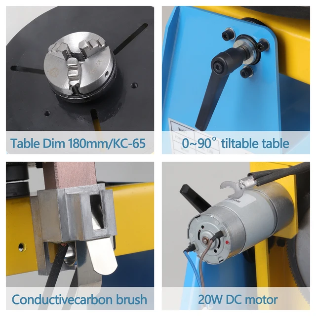 Table Rotative Positionneur De Soudage 3 Mâchoires - 220V, Capacité 10kg Horizontal, Inclinaison 0-90°, Garantie 3 Ans
