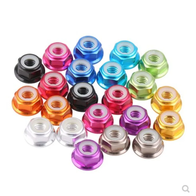 Nylon lock nut 2-10pcs aluminum flange nylon lock nut m2 m2.5 m3 m4 m5 m6 m8 Motor Screw Nuts Nylon Insert Self Lock Flange Nut CW for RC