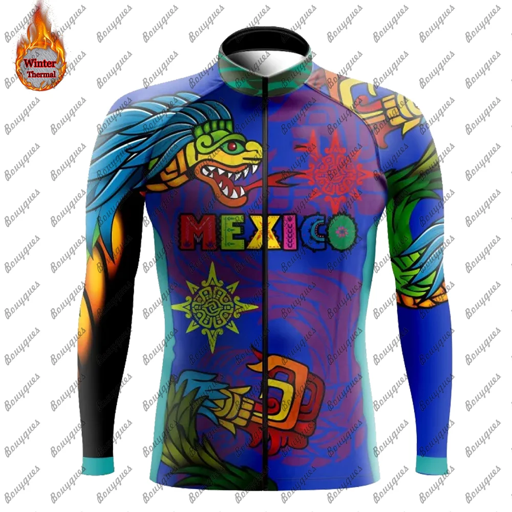 thumbnail image 1 of Conjunto de maillot de ciclismo del equipo Pro México, ropa de ciclismo de montaña de manga larga, ropa transpirable para ciclismo de montaña para hombre, 1 of 5