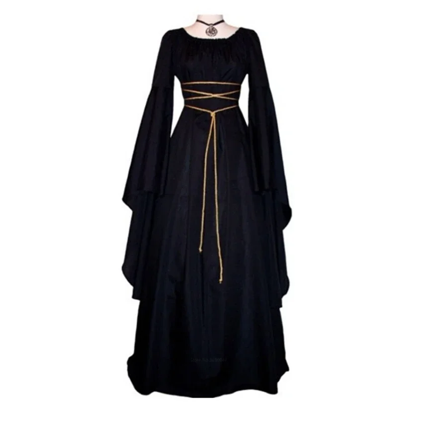Halloween Costumes Medieval Witch Dress for Women Halloween Carnival Party Cosplay Performance Clothing Middle Ages Vampire Bride Costumes