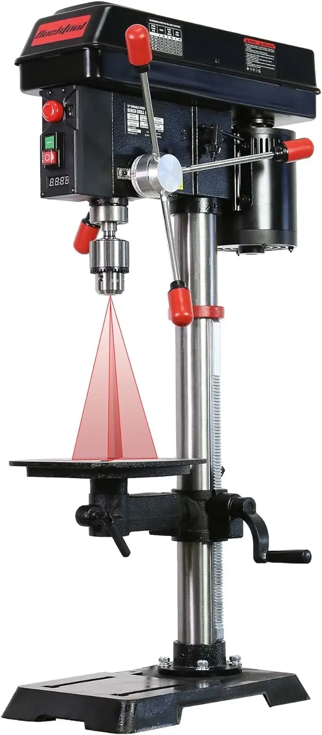 12 INCH 6.2A Professional Bench Drill Press 3/4HP Powerful Benchtop Drill Press Variable Speed with IIIA Laser