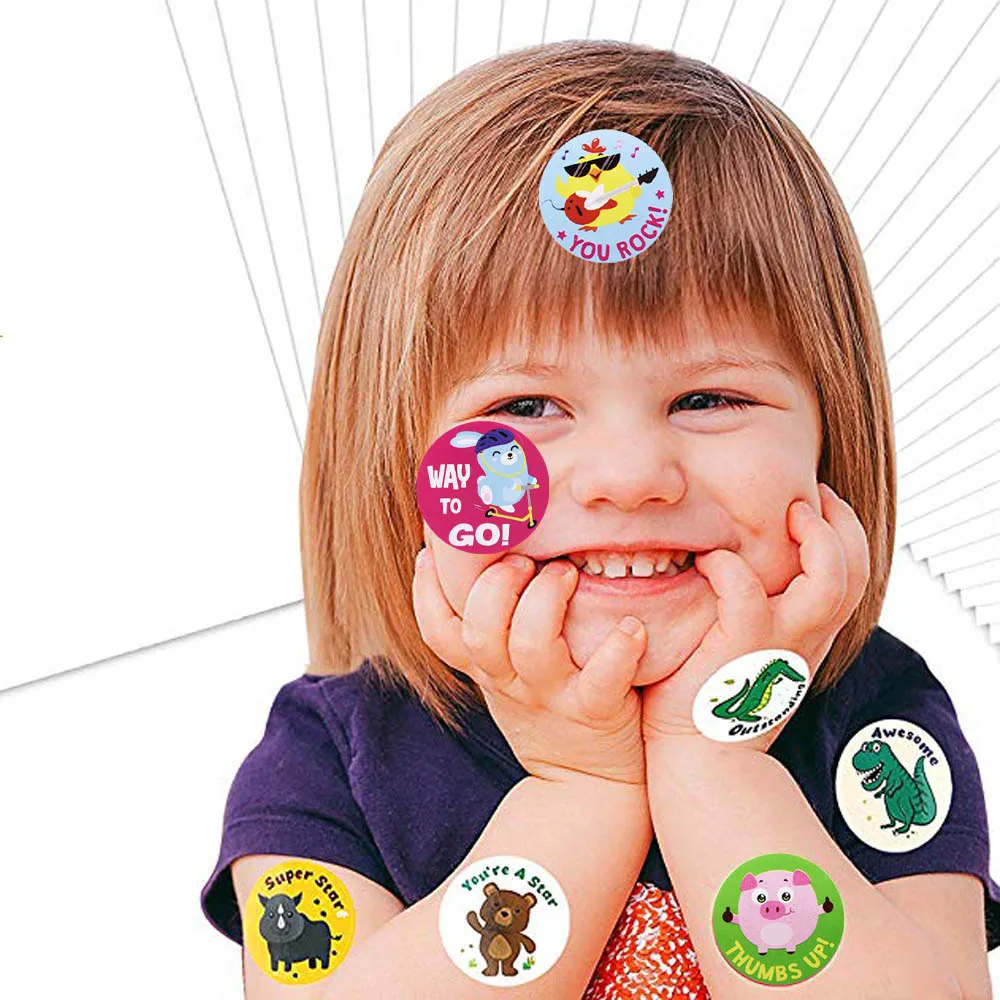 50Pcs/wad 1 Inch Reward Sticker For Kids School Teacher Reward Students Cute journal Animals Stickers Scrapbooking decorative stickers,animal stickers,diy scrapbooking accessories