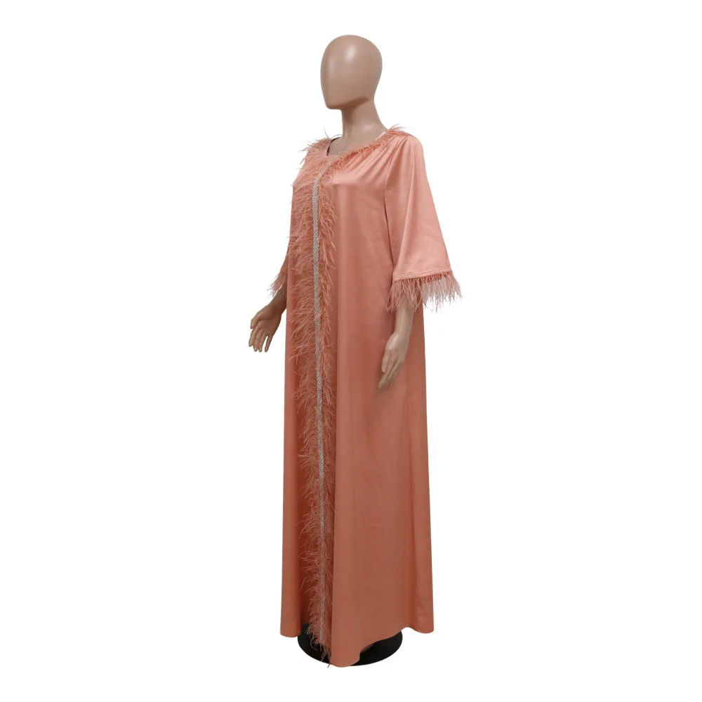 Satin Abaya Muslim Turkey Feather Caftan Marocain Arabic Luxury Saudi Women Evening Dress Abayas Dubai Kaftan Ramadan Jalabiya