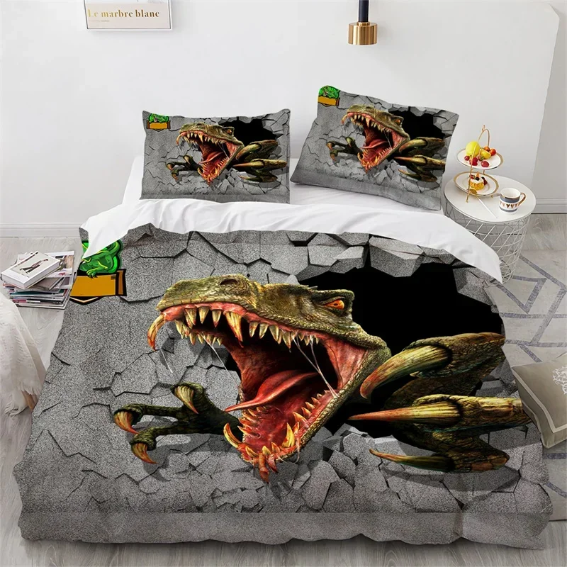 Jurassic World Park Dinosaur Bedding Set Boys Girls Twin Queen Size Duvet Cover Pillowcase Bed Kids Adult Home Textileextile