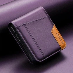 Premium Flip Leather Phone Case with Wallet Card Holder and Book Cover Design - Samsung Z FLip 5 (PURPLE)